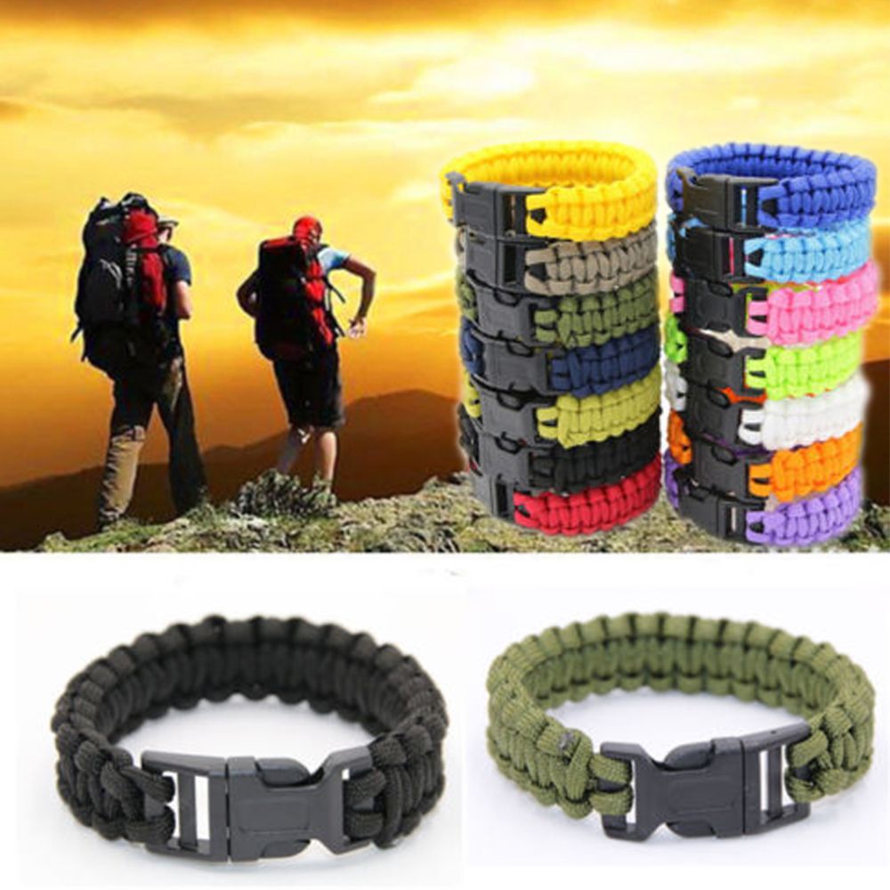 Vòng tay paracord bằng polyester dệt phối khóa nhựa độc đáo khi sinh tồn/cắm trại/khẩn cấp nhiều màu sắc tùy chọn