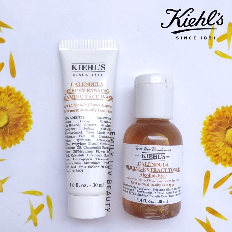 Sữa rửa mặt/ nước hoa hồng toner Kiehl’s Calendula 30ml