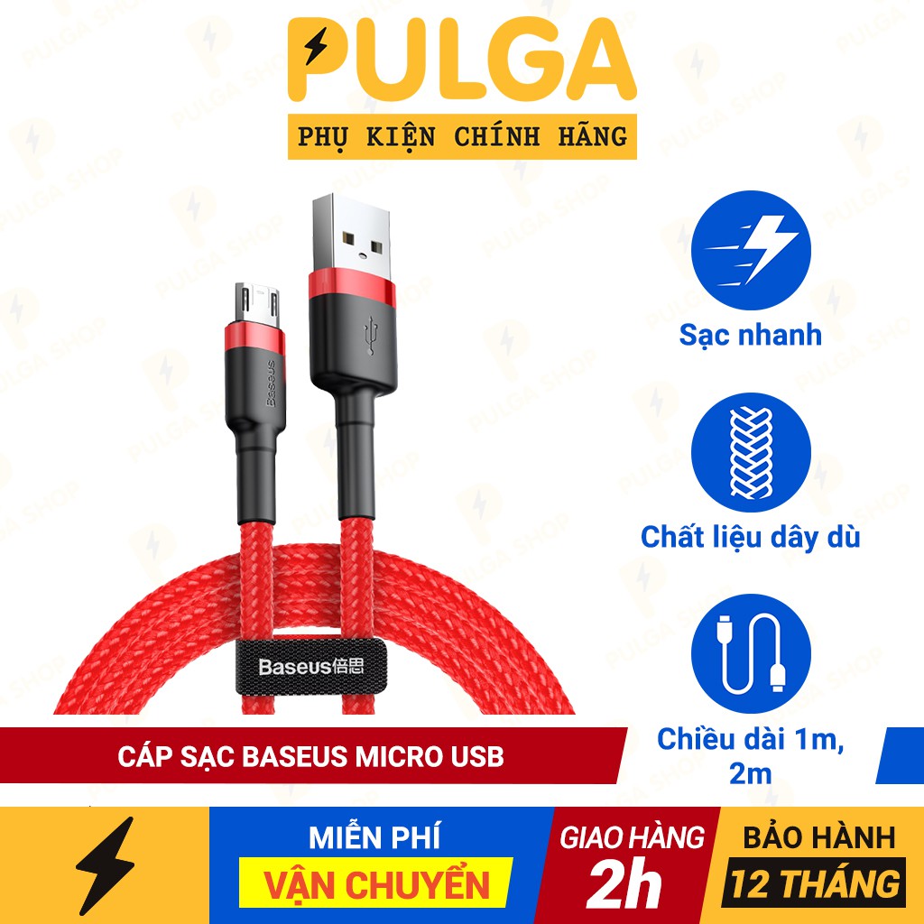 Dây Cáp Sạc Micro USB Baseus Sạc Nhanh 2.4A QC3.0 Cho Điện Thoại Android Samsung/ Oppo/ Huawei/ Xiaomi/ Vivo/ Realme