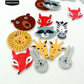 Gói 50 khuy gỗ 2 lỗ hình động vật ngộ nghĩnh nhiều mẫu mã