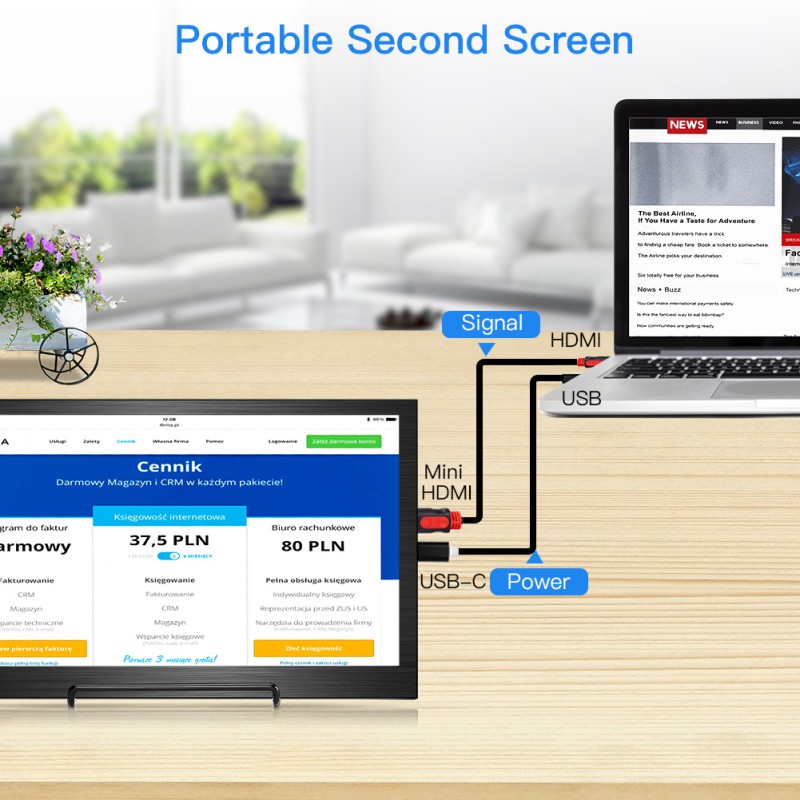 Màn hình chơi game 13.3inch 1080P HDR IPS tương thích với PS3 PS4 | BigBuy360 - bigbuy360.vn