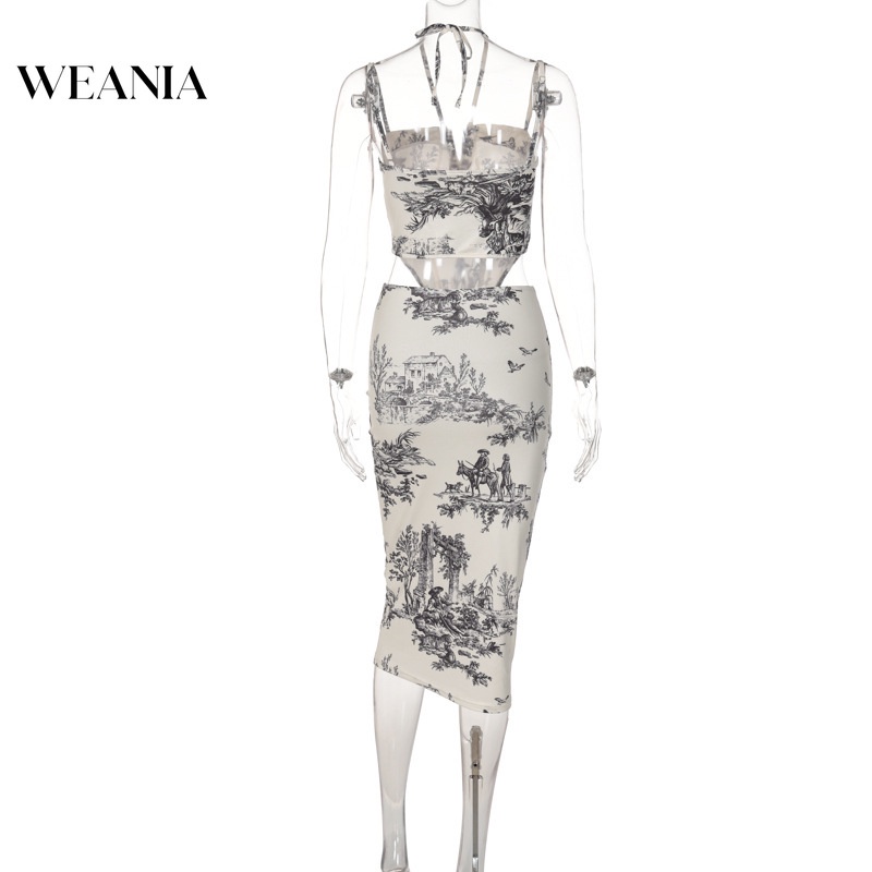 Set Áo Tank Top Hở Lưng + Chân Váy Bút Chì Lưng Cao