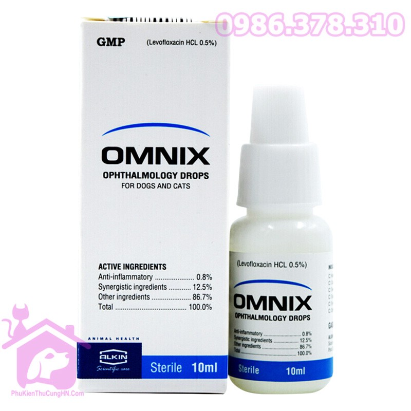 Nhỏ mắt đặc trị bệnh về mắt cho chó mèo Alkin OMNIX 10ml - Phụ kiện thú cưng Hà Nội