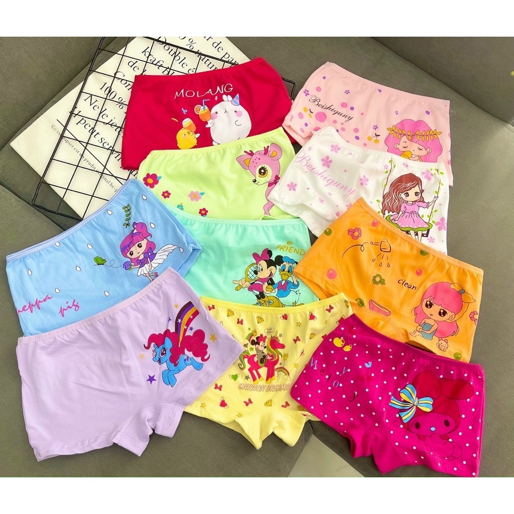 [10-42kg] Set 6 quần chip đùi cho bé gái thun cotton Jennie kids J502