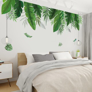 Decal dán tường tán lá xanh