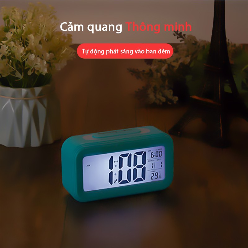 Đồng hồ điện tử CY-05 (màu đen) Cát Thái màn hình LED thông minh cảm quang, báo thức, đo nhiệt độ phòng, nhỏ gọn dễ mang