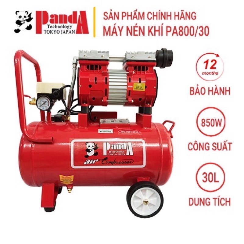 Máy nén khí không dầu Panda PA800/30, Bình 30L, Công suất 850W, Bảo hành 12 tháng