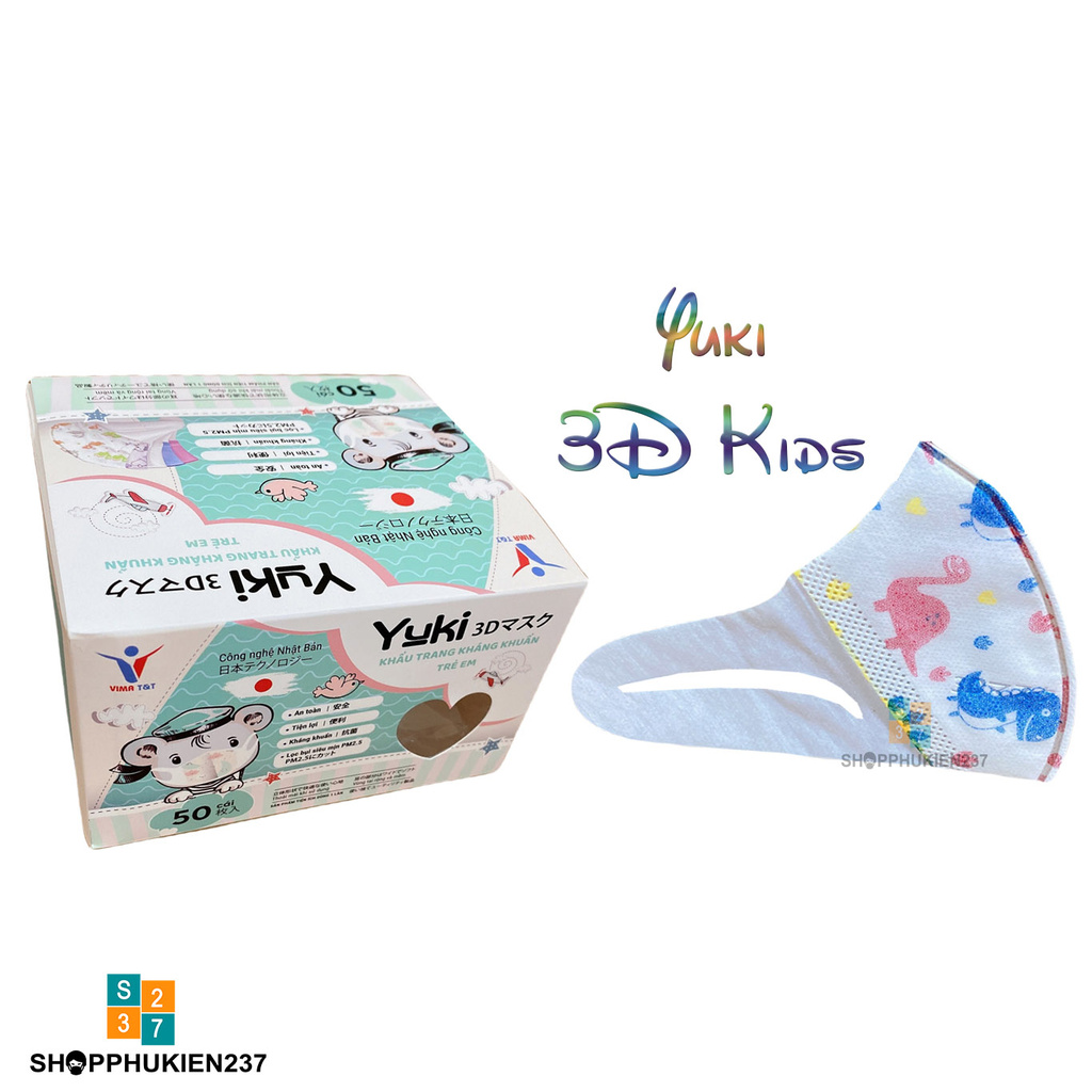 Khẩu trang 3D Yuki trẻ em hộp 50 cái cao cấp