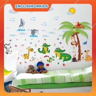 Decal dán tường vườn bách thú cá sấu