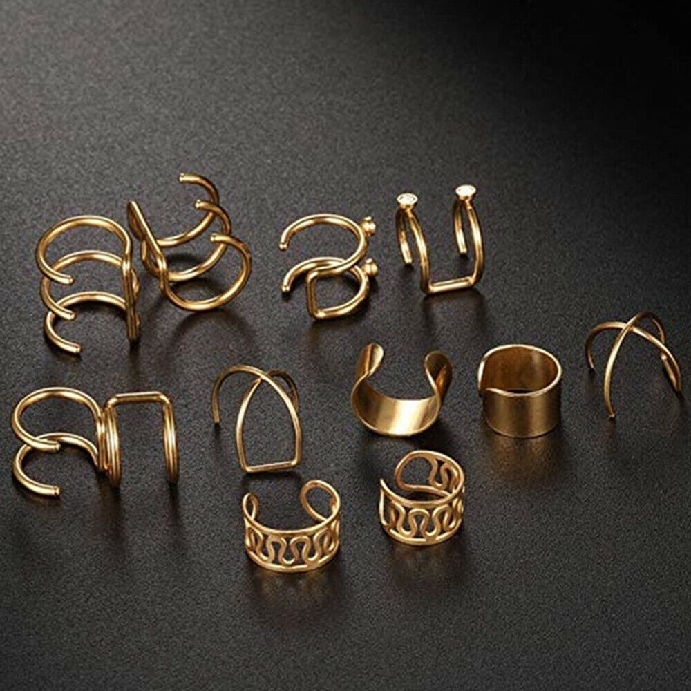 Set 6 khuyên tai kẹp sụn không xỏ lỗ kim loại thời trang cá tính cho nữ