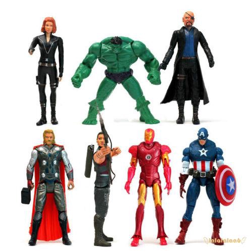 Bộ 7 Mô Hình Nhân Vật Siêu Anh Hùng The Avengers Hulk + Captain America + Black Widow + Iron Man + Thor