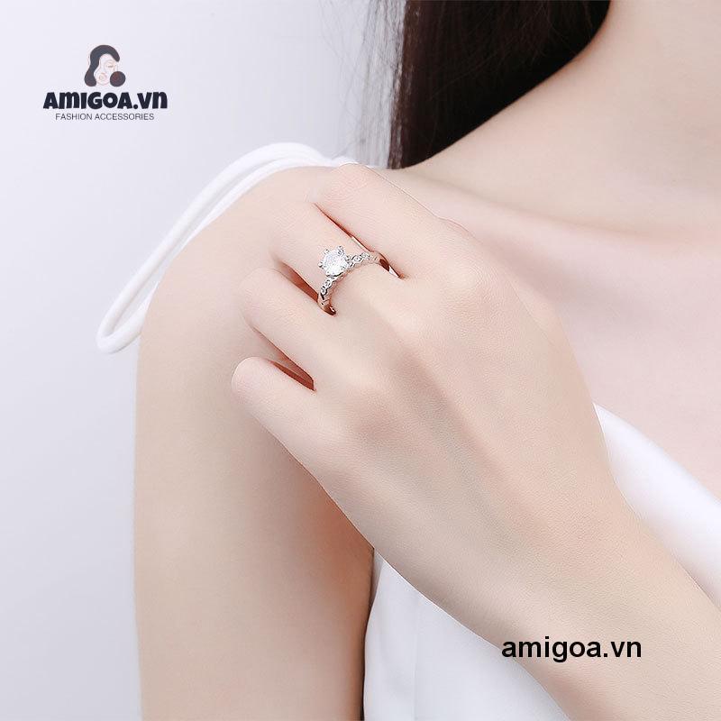 Nhẫn Bạc 925 Đính Đá Zircon Thời Trang Có Thể Điều Chỉnh Cho Nữ