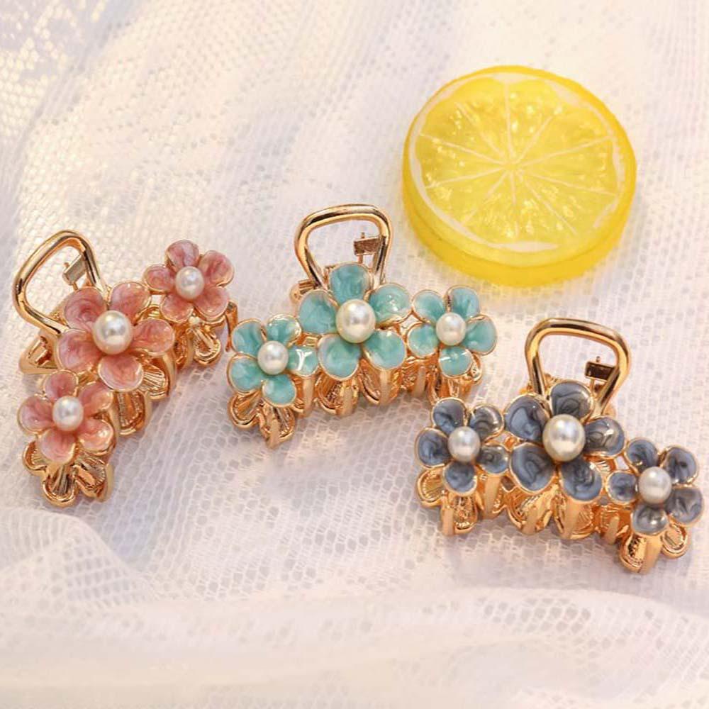 Kẹp Tóc Càng Cua Đính Hoa Lấp Lánh Đơn Giản Bằng Kim Loại Phong Cách Hàn Quốc Cho