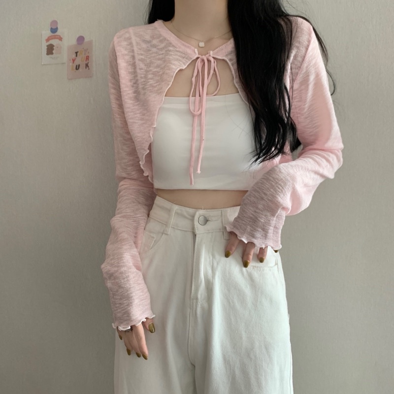 Áo Khoác Len Mỏng Dáng Ngắn Nơ Buộc Màu Loãng nhẹ Cực xinh ♥️N.C.Store♥️ Oder Đầm Đẹp Nguyên Cua