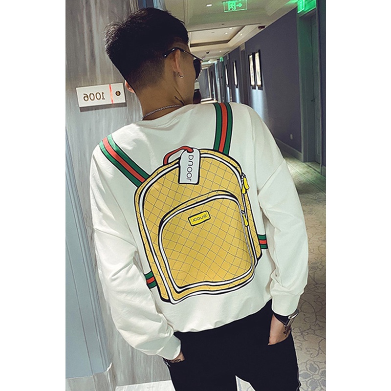 Áo Thu Đông Dài Tay, Áo Thun Nam Cổ Tròn Dài Tay In Hình Ba Lô - Kiểu Dáng Hàn Quốc - TD43 | BigBuy360 - bigbuy360.vn