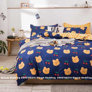 Set Chăn Ga Gối Cotton Poly 4 món - Gấu Cherry