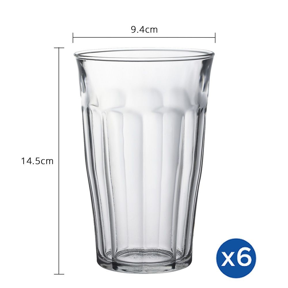 Bộ 6 ly D1030A Duralex - Picardie trong Clear 500ml Thủy tinh cường lực cao cấp Pháp