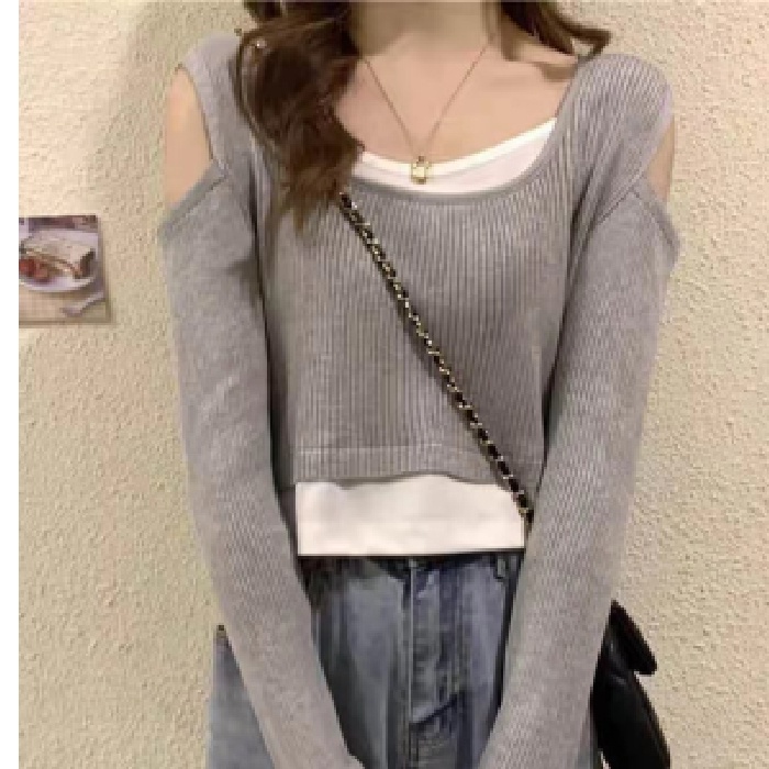 Áo dệt kim NZN tay dài giả hai lớp thời trang Hàn Quốc cho nữ