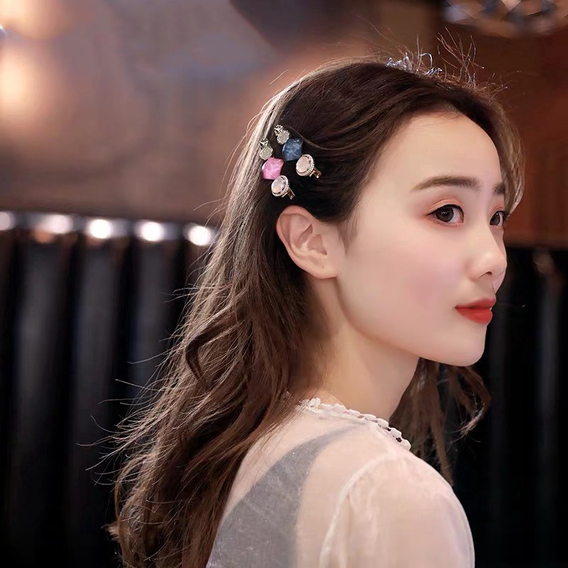 Kẹp tóc kim loại đính đá xinh xắn thời trang dành cho nữ