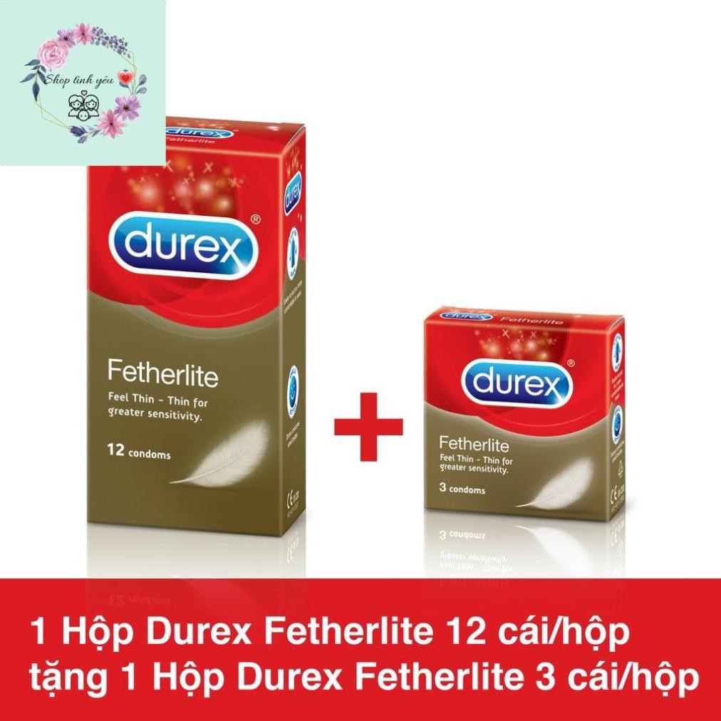 Bao Cao Su Durex Fetherlite 12bao + Tặng 1 Hộp Bao Cao Su Fetherlite 3 bao 🌀 Siêu mỏng 🌀