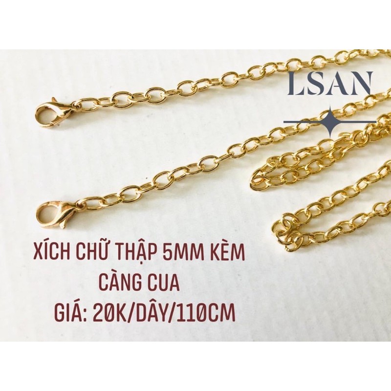 Xích Chữ Thập Sẵn Càng Cua - Ngang 5mm - Dài 110cm - Phụ kiện túi xách