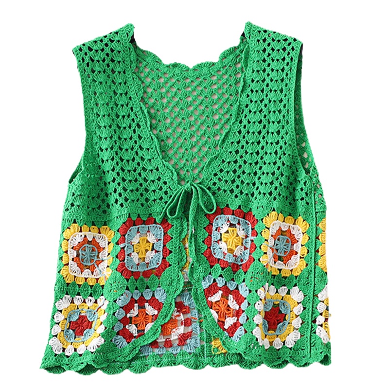 Brroa Áo Khoác Cardigan Dệt Kim Không Tay Cột Dây Phía Trước Họa Tiết Kẻ Sọc Nhiều Màu Sắc Dân Tộc Shrug Cho