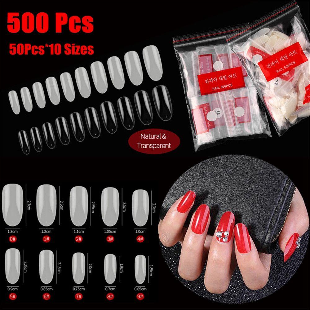 CACTU Bộ 500 Móng Tay Giả Che Phủ Toàn Diện Màu Sắc Tự Nhiên Phong Cách Pháp