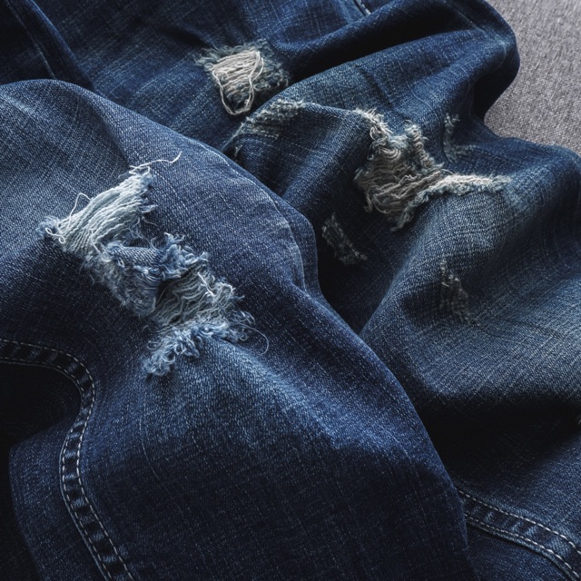 Quần jean Nam VNXK BJ xanh rách - jean co giãn
