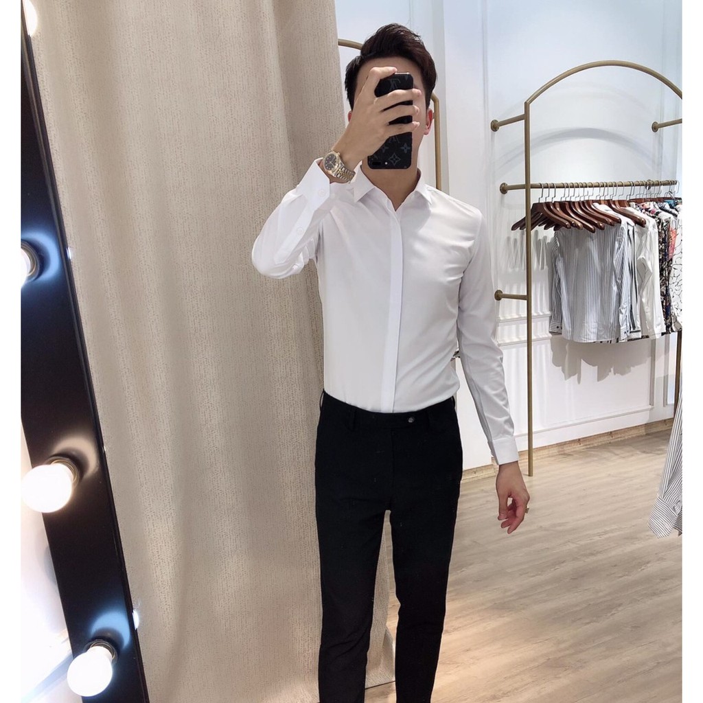 Áo sơ mi trắng nam, sơ mi xanh và đen chất lụa mịn, mềm giá gốc tận xưởng của Tmans [VNXK] | BigBuy360 - bigbuy360.vn