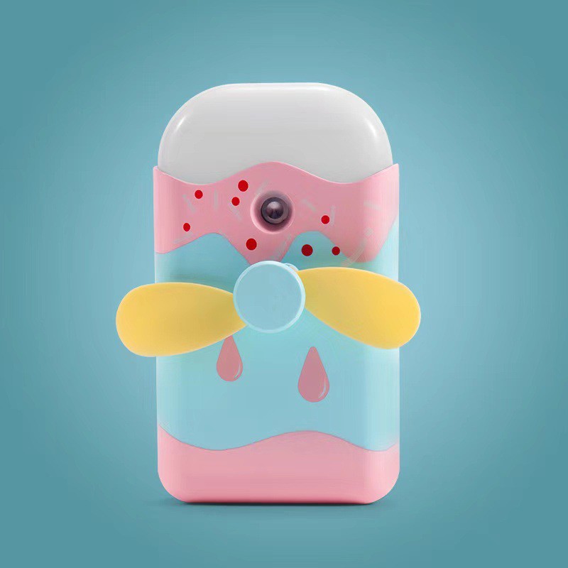 Quạt Mini Phun Sương Hình Cây Kem Cấp Ẩm Tự Động Cho Bạn Gái