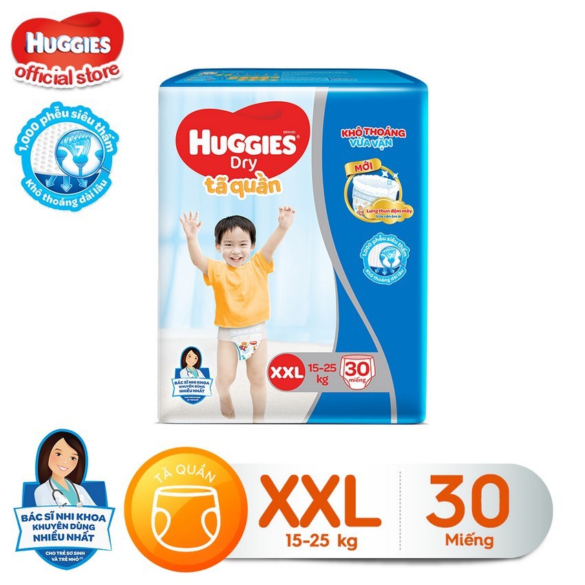 [Chính hãng] Tã quần HUGGIES DRY PANTS JUMBO M42 - L38- XL34 - XXL30