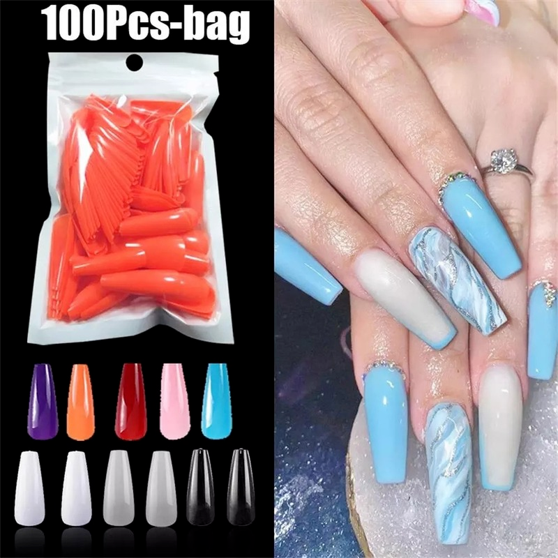 [Hàng mới về] Bộ 100 móng tay giả nhiều màu sắc kẹo ngọt tùy chọn xinh xắn