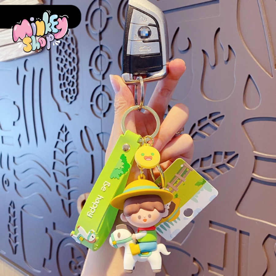 Móc Khóa Đẹp Hình Bé Happy Và Ngựa Cute phụ kiện Túi Xách dễ thương -Minkey