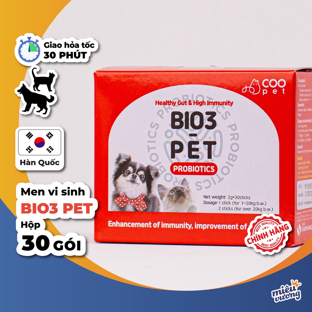 Men tiêu hóa vi sinh Coopet Bio3-Pet hỗ trợ tiêu hóa tức thời cho chó mèo