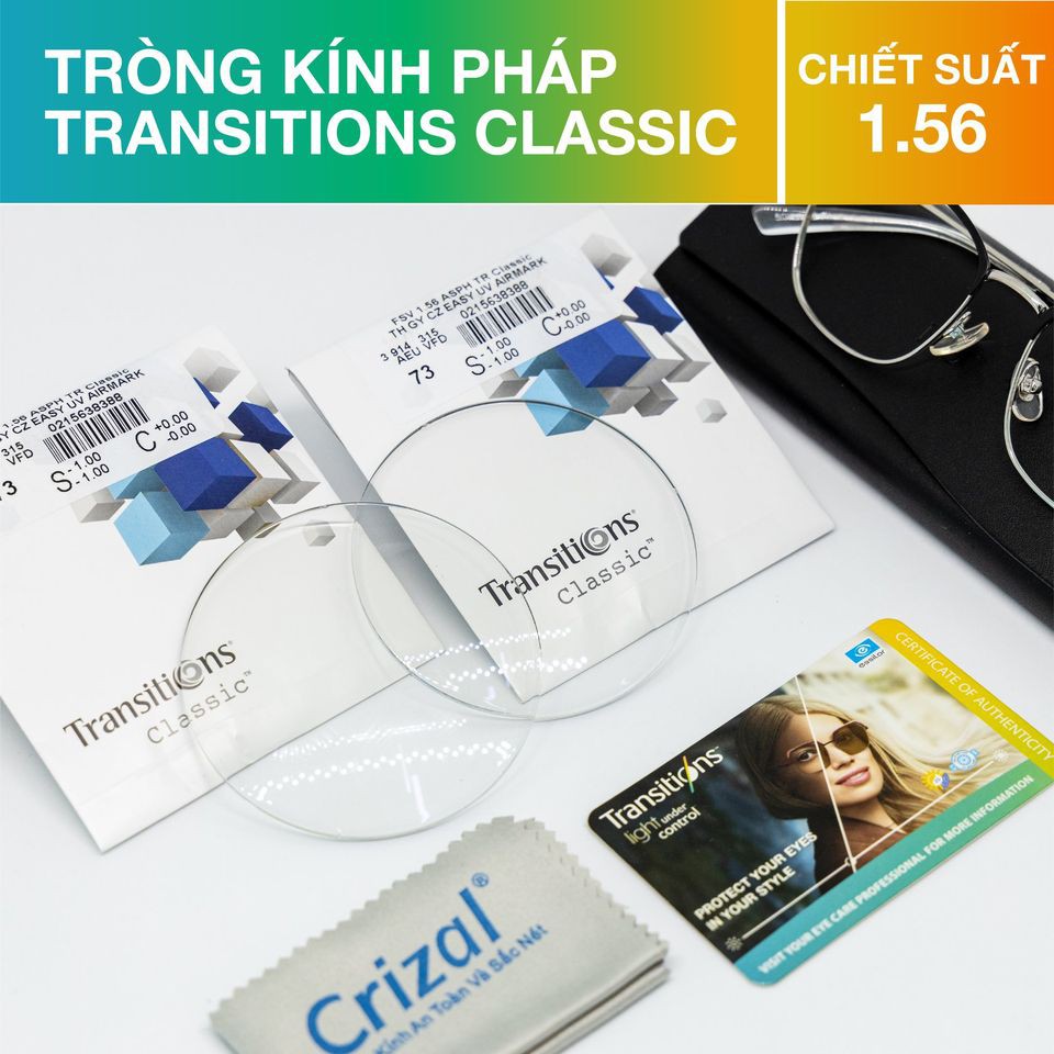 TRÒNG KÍNH ĐỔI MÀU ESSILOR TRANSITIONS CLASSIC