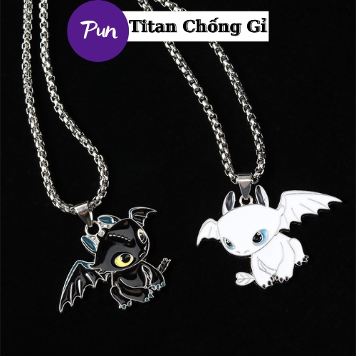Vòng Cổ Đôi Uyên Ương Cao Cấp Titan Không Gỉ PUN Dây Chuyền Cặp Phong Cách Hàn Quốc Hot- VC Night Fury