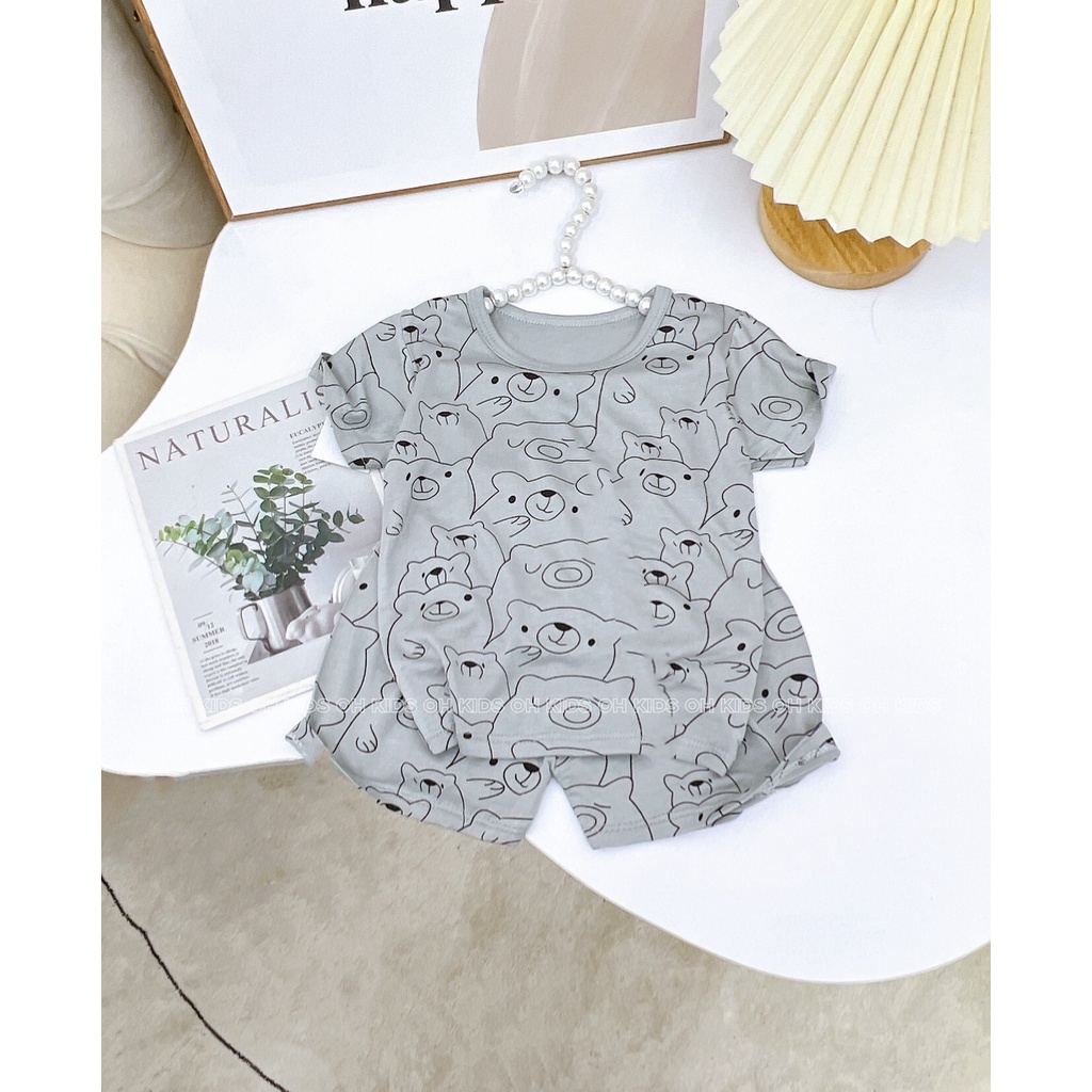 Bộ thun lạnh cho bé, bộ thun lạnh gấu thường cho bé trai bé gái