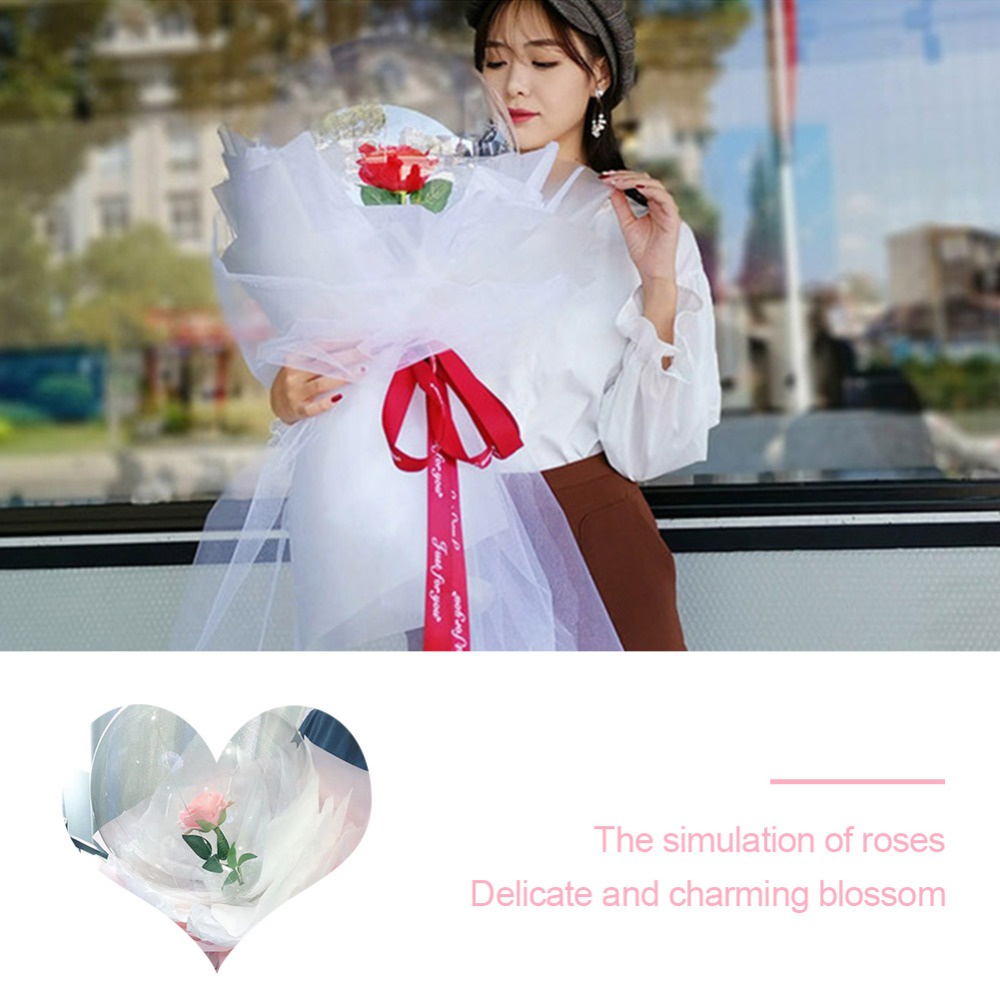 Bong bóng trong suốt hình hoa hồng phát sáng dùng trang trí tiệc