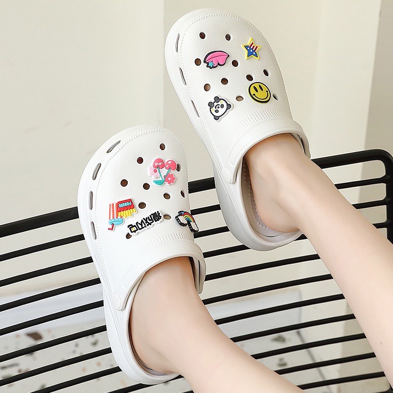 Dép bánh mì cross nữ đế cao SUNNY, dép sục nữ nam duet hàn quốc kèm Sticker cao 6 CM hot trend 2022