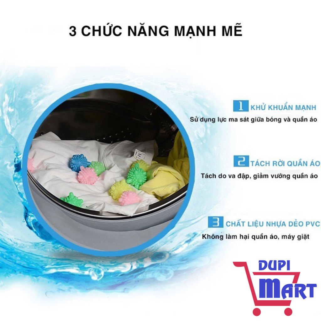 COMBO 10 BÓNG GIẶT QUẦN ÁO CÓ GAI - Quả Cầu Gai Làm Sạch Quần Áo Giảm Nhăn - DupiMart
