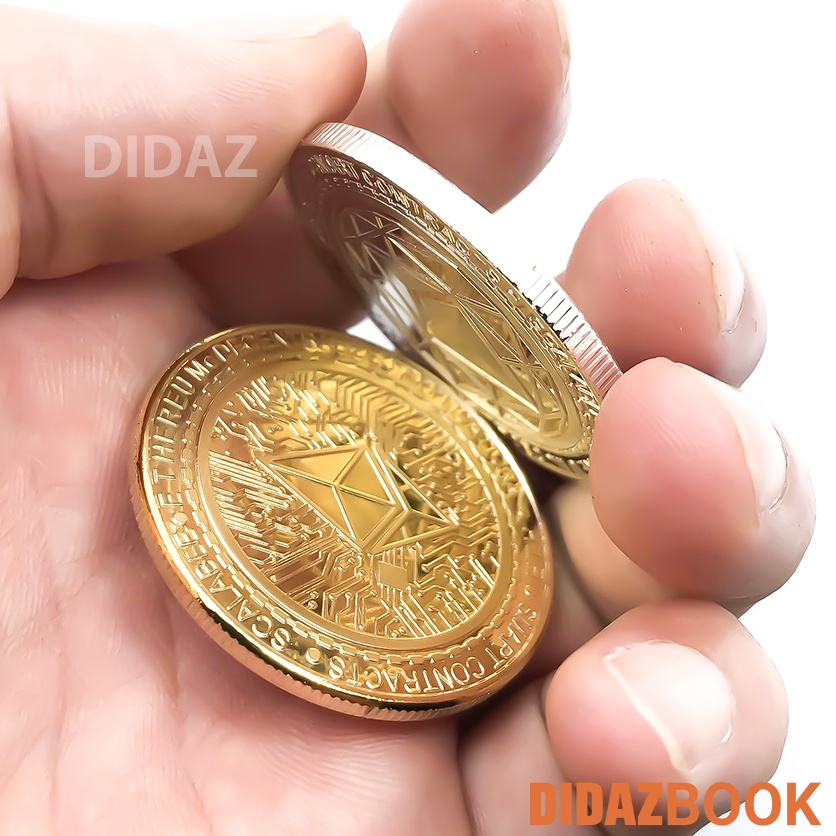 Đồng Xu Ethereum - Ether - ETH phiên bản đặc biệt, Bitcoin mạ vàng, bạc 24k đồ lưu niệm,trang trí,sưu tầm DX09