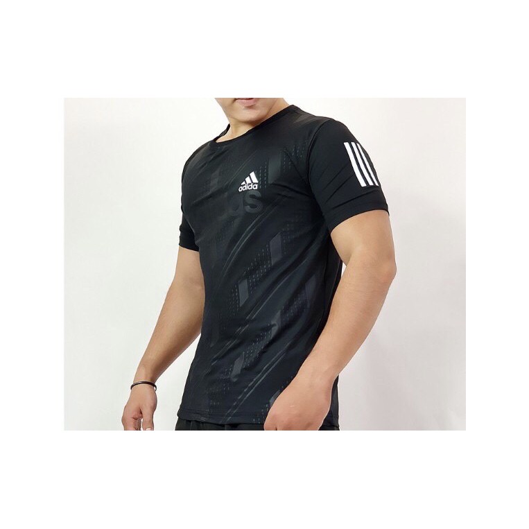 Áo Thể Thao Nam Ngắn Tay, Áo Thun Nam Không Cổ Co Giãn 4 Chiều Size M->XXL