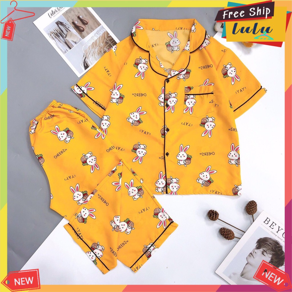 Pijama kate thái lửng freesize dưới 62kg Lulu Shop, đồ bộ mặc nhà nữ áo cộc quần lửng ngố. | BigBuy360 - bigbuy360.vn