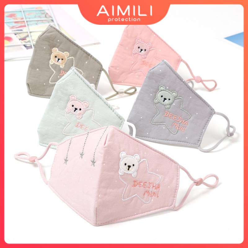 Khẩu Trang Chống Bụi Thoáng Khí Có Thể Tái Sử Dụng Thiết Kế Hoạt Hình Dễ Thương Cho Bé 1-4 Tuổi
