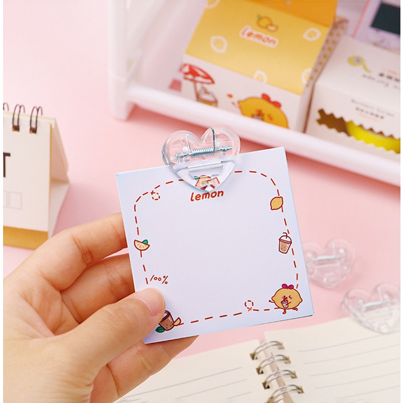 Kẹp Giấy Mini Trong Suốt Hình Trái Tim Dễ Thương