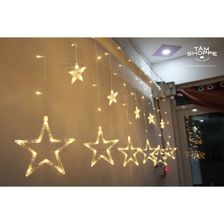 Đèn rèm led 12 ngôi sao lớn nhỏ xen kẽ vàng ấm L-R-SAOV TTTM