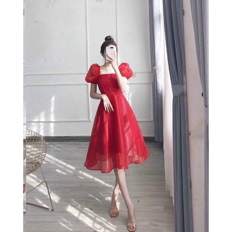 Đầm đỏ tết 2022 dạ hội xòe dự tiệc dạo phố siêu dễ thương chất vải CAO CẤP [ 7 TƠ KIẾNG] | BigBuy360 - bigbuy360.vn