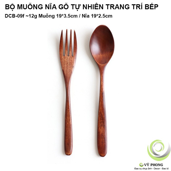 BỘ MUỖNG NĨA GỖ TỰ NHIÊN PHONG CÁCH NHẬT TRANG TRÍ BẾP ĐẠO CỤ CHỤP ẢNH SẢN PHẨM INS DCB-09