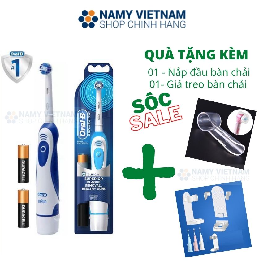 Bàn Chải Điện Oral-B ❤ FREESHIP ❤Bàn Chải Pin ,Oral-B Pro-Health Clinical - Đầu Precision Clean, Màu xanh - Dùng pin AA