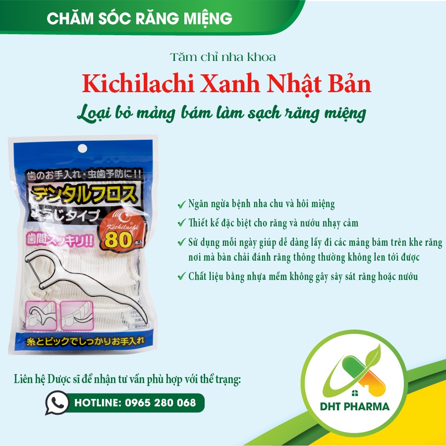 Tăm chỉ nha khoa Kichilachi Xanh Nhật Bản